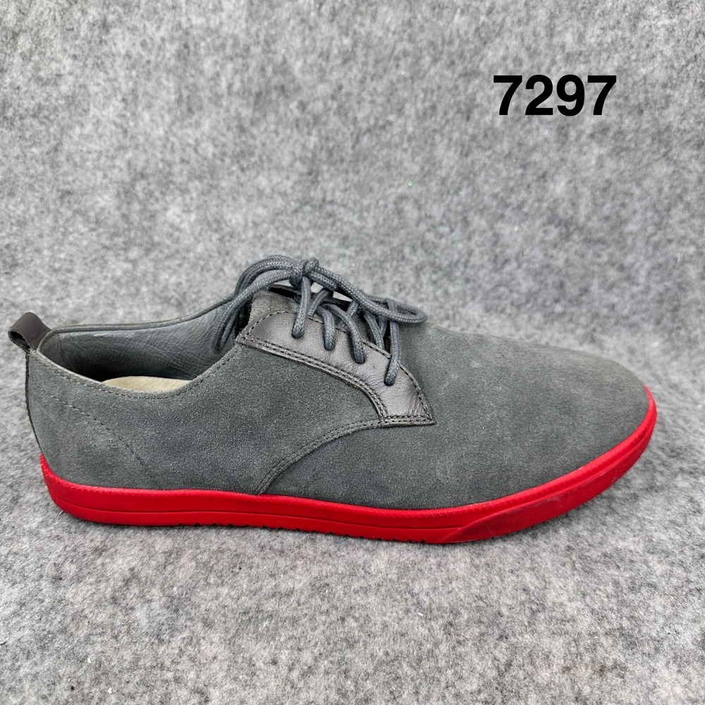 Clae Ellington Mens Grey Suede Low Top Sneakers Red Sole CLA01246 Size 9